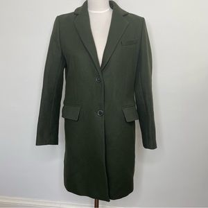 Zara Bottle Hunter Green Menswear Inspired Tailored Wool Blend One Button Coat M